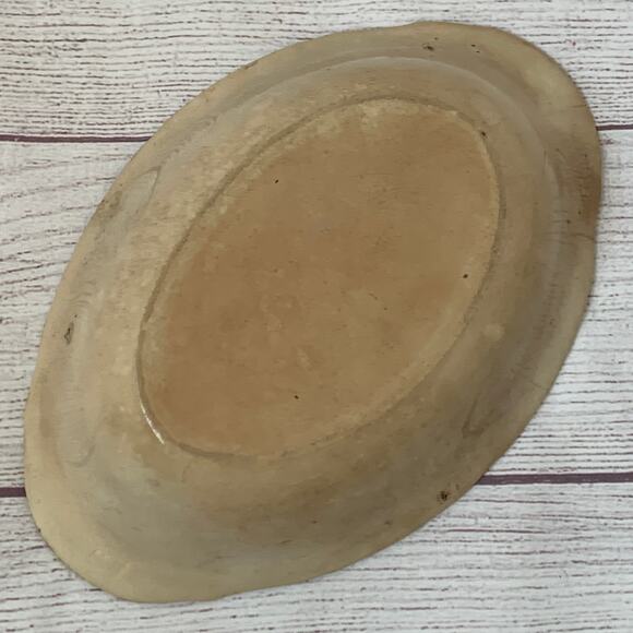 Antique Porcelain Cream Oval Bowl or Serving Dish with Roses Gold Chain 9" Long - Picture 5 of 16